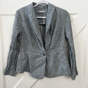 CAbi Blue gray Blazer Double Breast Women’s Size 6 Ponte Knit Style 215